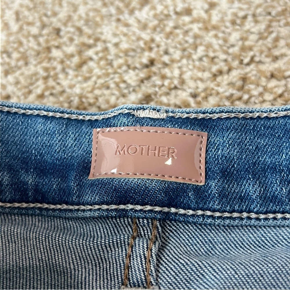 NWT MOTHER Lil’ Zip Rambler Petites Flood High Rise Cropped Straight Jeans 32P - Picture 10 of 16
